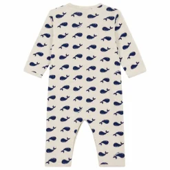 Petit Bateau Pyjama Dors Bien Sans Pieds Baleines Coton Bio | Beige chiné Discount