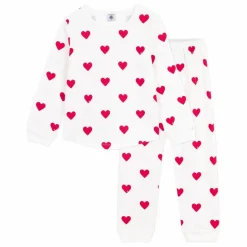 Petit Bateau Pyjama Molletonné Cœurs | Ecru Clearance