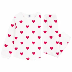 Petit Bateau Pyjama Molletonné Cœurs | Ecru Clearance