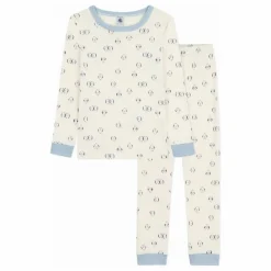 Petit Bateau Pyjama Oiseaux Col Rayé Coton Bio | Ecru Online