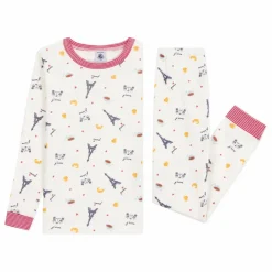 Enfant Petit Bateau Pyjama Paris Col Rayé Coton Bio |