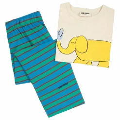 Bobo Choses Pyjama Rayé Eléphant Coton Bio | Bleu