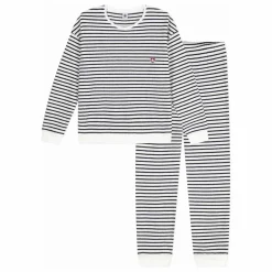 Petit Bateau Pyjama Rayé Eponge | Ecru Discount