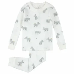 Clearance Petit Lem Pyjama Rhinocéros Coton Bio | Ivoire