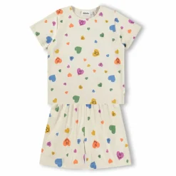 Molo Pyjama Short Luvis Cœurs Coton Bio | Ecru Outlet
