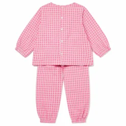 Clearance Sleepy Doe Pyjama Vichy Seersucker Coton Bio | Rose