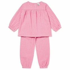 Clearance Sleepy Doe Pyjama Vichy Seersucker Coton Bio | Rose