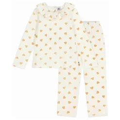 Petit Bateau Pyjama Volants Cœurs Pailletés Coton Bio | Ecru Sale