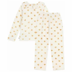 Petit Bateau Pyjama Volants Cœurs Pailletés Coton Bio | Ecru Sale