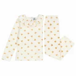 Petit Bateau Pyjama Volants Cœurs Pailletés Coton Bio | Ecru Sale