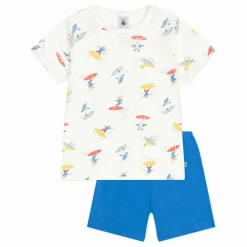 Sale Petit Bateau Pyjashort Bossela Coton Bio | Ecru
