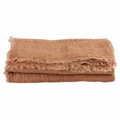 Maison de Vacances Rideau Vice Versa Frangé en gaze de lin lavé | Terracotta New