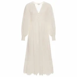 Alma Deia Robe Brodé Manches Longues en Coton Bio | Blanc cassé