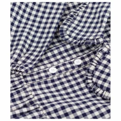 Petit Bateau Robe Col Claudine Carreaux Coton Bio | Bleu marine New