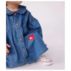 Petit Bateau Robe Col Denim Coton Bio | Bleu jean New