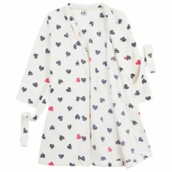 Enfant Petit Bateau Robe de Chambre Cœurs Rayés |