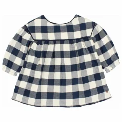 Online Búho Robe Gingham Carreaux Bébé | Bleu marine