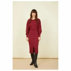 Sale SMALLABLE BASICS Robe Longue Femme Manches Chauve-souris en Coton Organique | Bordeaux