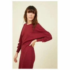 Sale SMALLABLE BASICS Robe Longue Femme Manches Chauve-souris en Coton Organique | Bordeaux