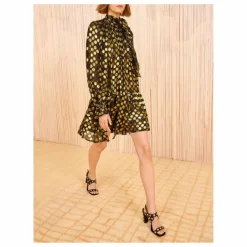 Ulla Johnson Robe Loretta Métallisée Soie | Noir Best