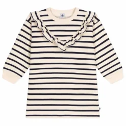Petit Bateau Robe Molleton Rayée | Bleu marine