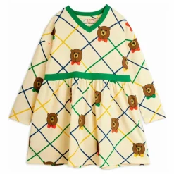New Mini Rodini Robe Ours Carreaux Coton Bio | Ecru