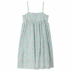 Discount Bonpoint Robe Passion Liberty Coton Bio | Vert d'eau