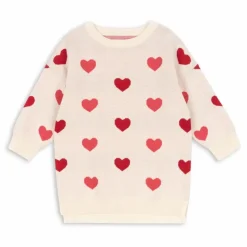 Konges Sløjd Robe Pull Lapis Cœurs Coton Bio | Rose pâle Clearance