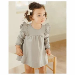 Discount Quincy Mae Robe Volants Coton Bio | Bleu gris