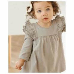 Discount Quincy Mae Robe Volants Coton Bio | Bleu gris