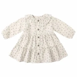 Quincy Mae Robe Volants Fleurie Gaze de Coton Bio | Ecru