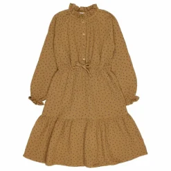 New Búho Robe Volants Gaze de Coton Bio | Ocre