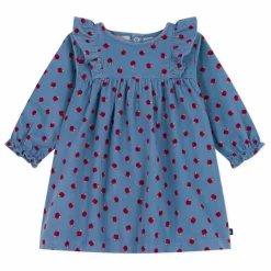 Petit Bateau Robes|Robe Volants Pommes Velours Côtelé Coton Bio |