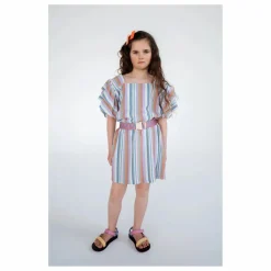 Repose AMS Robe Volants Rayures Tencel | Blanc