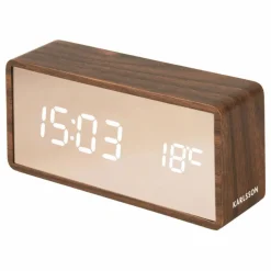 Present Time Réveil LED Copper en bois | Noyer Clearance