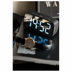 Present Time Réveil oval LED Silver | Noir Discount