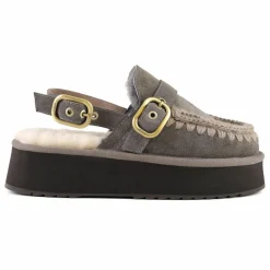 Clearance Mou Sabots Compensés Suède | Gris