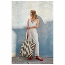 Hot Rose in April Sac cabas rayé Elisa | Olive