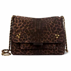 New Jérôme Dreyfuss Sac Lulu M Croûte Velours Léopard | Marron