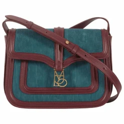 Maria de la Orden Sac Noah Velours Côtelé et Cuir | Bleu pétrole