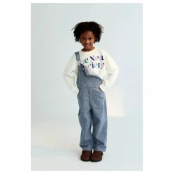 Outlet the new society Salopette Diana Rayée Coton Bio | Bleu marine