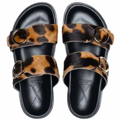 Femme Lachoix Sandales Double Boucles Léopard |