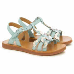 Pom d'Api Sandales Plagette Multi Daisy | Bleu turquoise