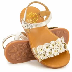 Pom d'Api Sandales Plagette Multi Flo | Doré Hot