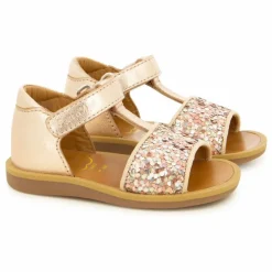 Pom d'Api Sandales Poppy Easy Glitter | Or rose Discount
