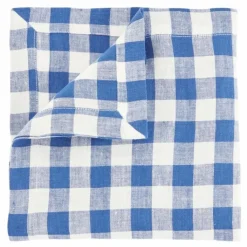 Discount Gabrielle Paris Serviette de table en lin lavé Vichy | Bleu