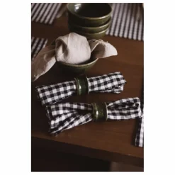 Best Gabrielle Paris Serviette de table en lin lavé vichy | Noir