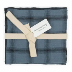 Clearance Le Monde Sauvage Serviettes de table Highlands en lin lavé - Set de 4 | Bleu nuit