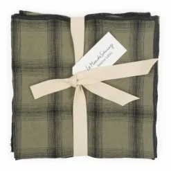 Le Monde Sauvage Serviettes de table Highlands en lin lavé - Set de 4 | Vert kaki Sale