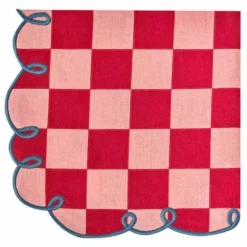 Bitossi Serviettes de table vichy Dama Rosa - Set de 2 |